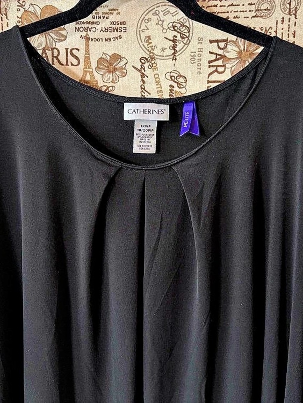 Catherines 1XWP 18/20 Petite Black Flutter Sleeve Blouse Top like new - Picture 2 of 11